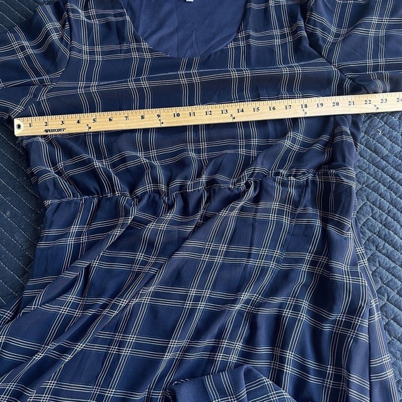 Sweet Salt Midi Dress Plus Size XXL Blue Plaid Lined Long Sleeve Modest Office - Picture 8 of 12